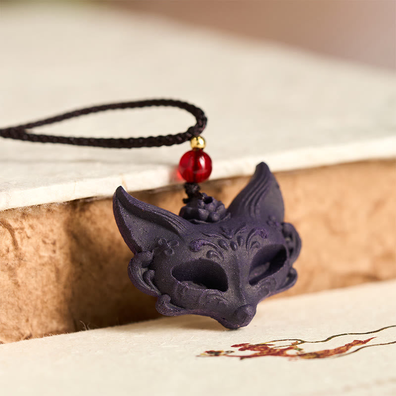 Collar con colgante de la fortuna , con Buddha Stones, máscara de zorro, mariposa y hebilla Taotie de la paz. - image 2