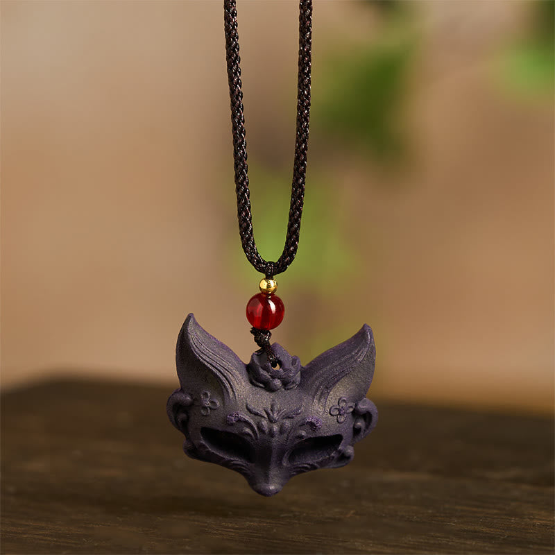 Collar con colgante de la fortuna , con Buddha Stones, máscara de zorro, mariposa y hebilla Taotie de la paz. - image 4