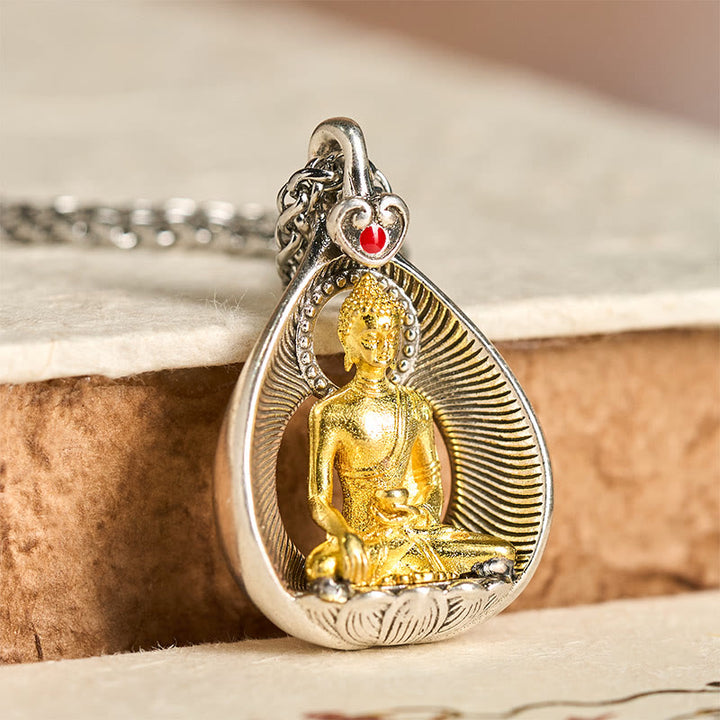 Buddha Stones Shakyamuni, Tara Verde, con piedras de Buda y cadena de plata chapada en cobre. - Buda Shakyamuni - image 8