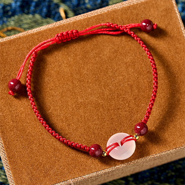 Pulsera de conexión con hilo rojo, hebilla de la paz con Buddha Stones, nudo plano de ágata blanca y nudo de diamante. - image 23