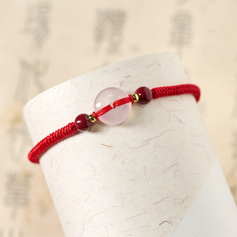 Pulsera de conexión con hilo rojo, hebilla de la paz con Buddha Stones, nudo plano de ágata blanca y nudo de diamante. - image 28