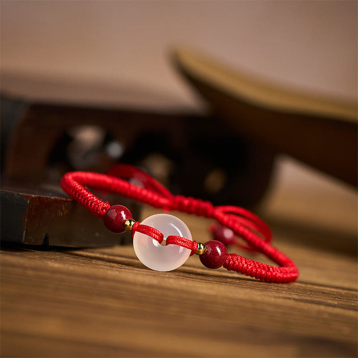 Pulsera de conexión con hilo rojo, hebilla de la paz con Buddha Stones, nudo plano de ágata blanca y nudo de diamante. - image 30