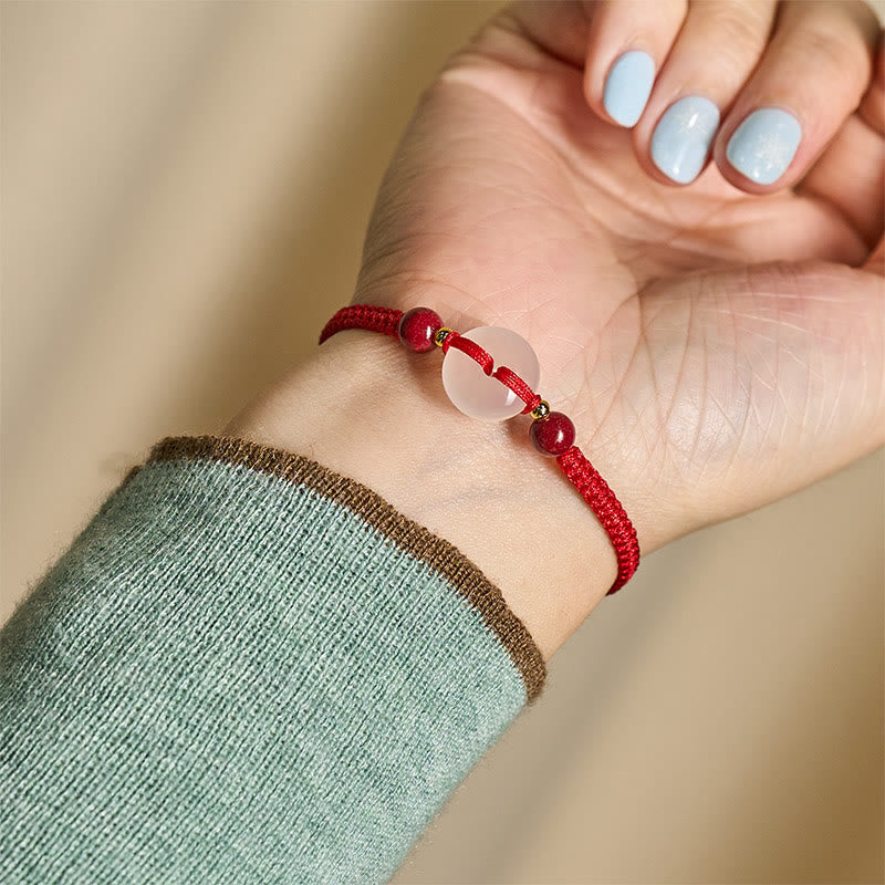 Pulsera de conexión con hilo rojo, hebilla de la paz con Buddha Stones, nudo plano de ágata blanca y nudo de diamante. - image 25