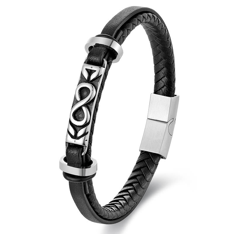 Buddha Stones Titanium Steel Balance Multi-Layed Leather Figure-On Eight Bracelet - image 7