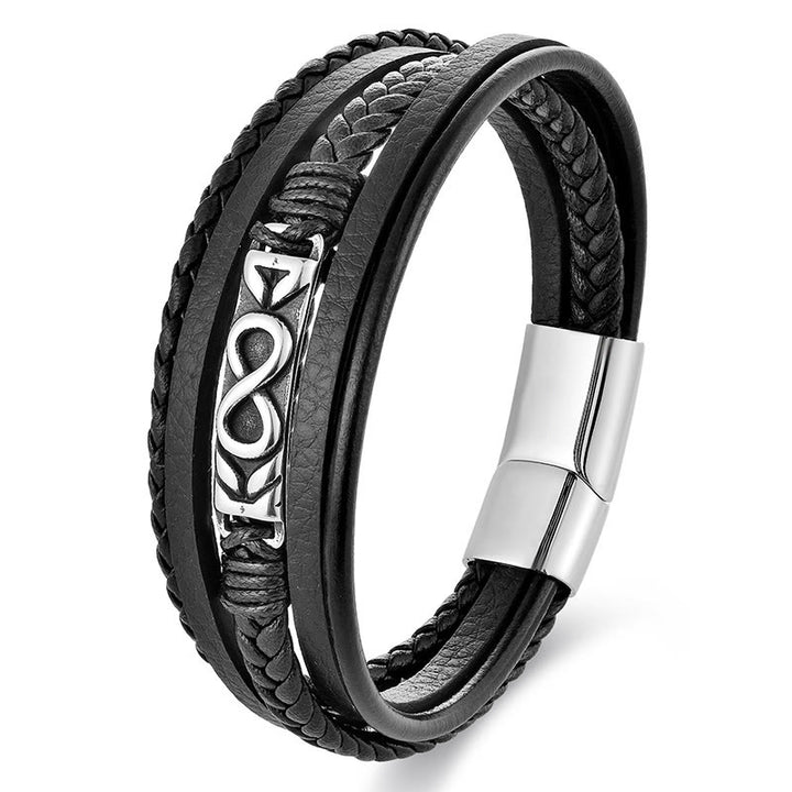 Buddha Stones Titanium Steel Balance Multi-Layed Leather Figure-On Eight Bracelet - Multicapa (Circunferencia de la muñeca: 18-19 cm) - image 8