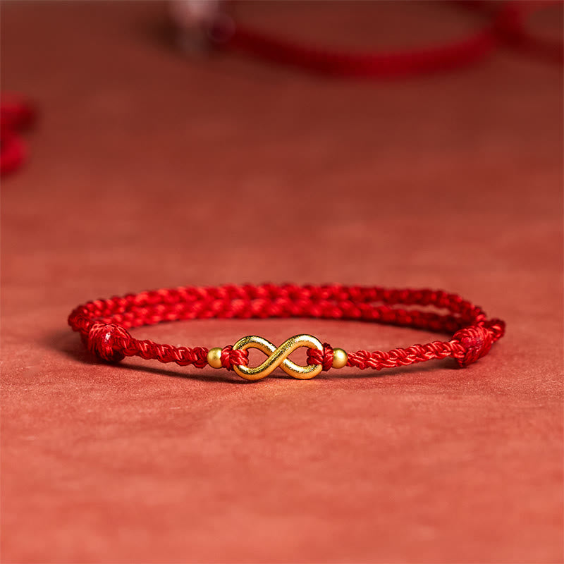 Buddha Stones Pulsera protectora ajustable de latón con cordón rojo y dije de infinito - Cordón rojo (circunferencia de la muñeca: 14-18 cm) - image 0
