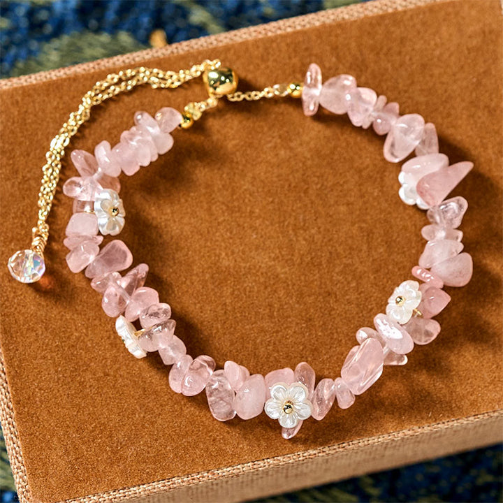 Pulsera de equilibrio con diseño irregular de flor de cristal de Buddha Stones, amatista y cristal blanco. - Cristal rosa (circunferencia de la muñeca: 15-19 cm) - image 33