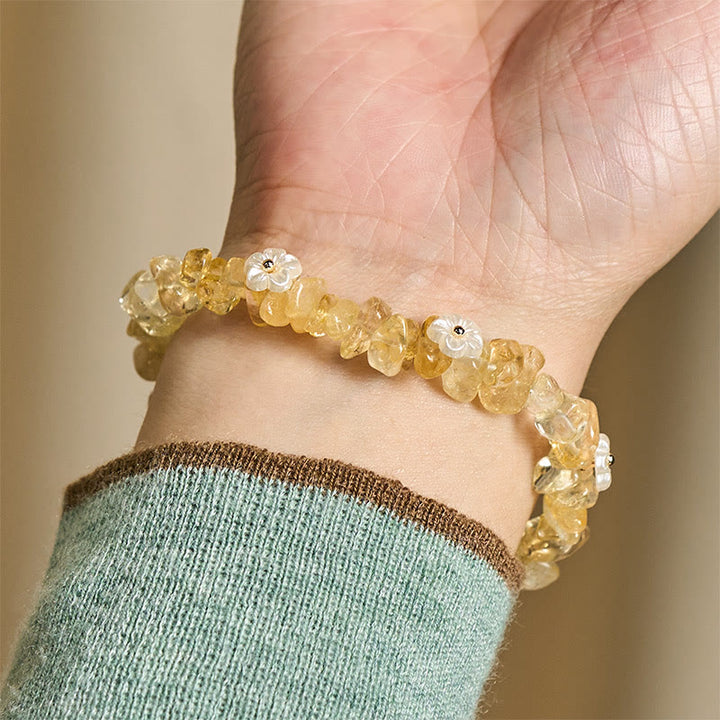 Pulsera de equilibrio con diseño irregular de flor de cristal de Buddha Stones, amatista y cristal blanco. - image 31