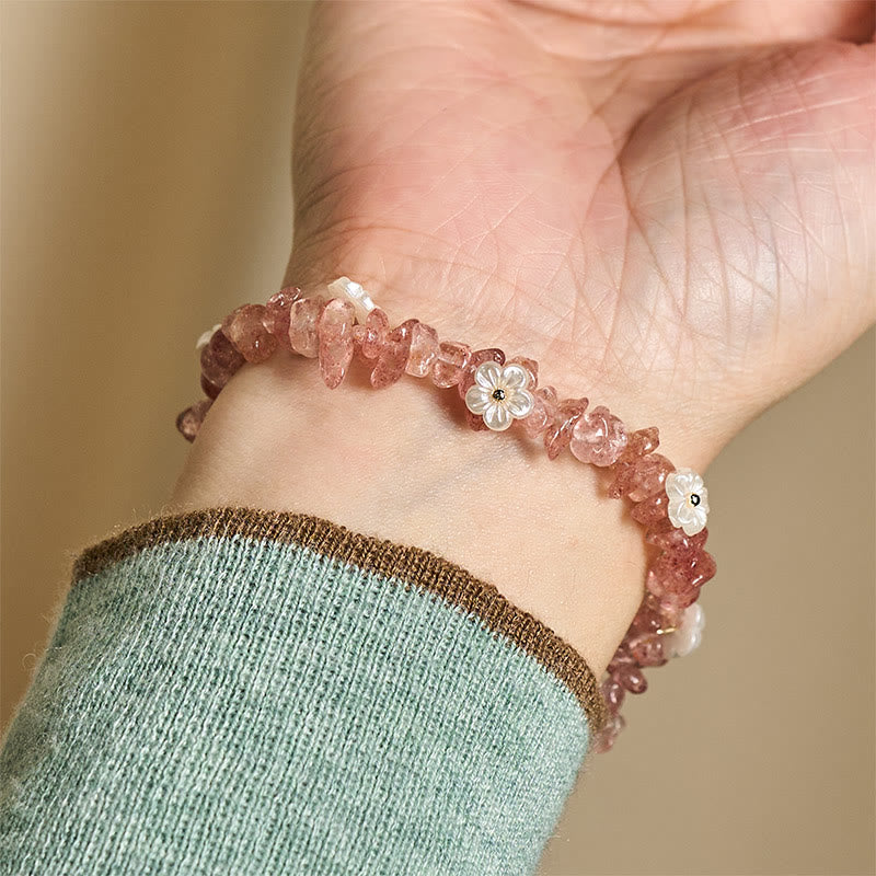 Pulsera de equilibrio con diseño irregular de flor de cristal de Buddha Stones, amatista y cristal blanco. - image 47
