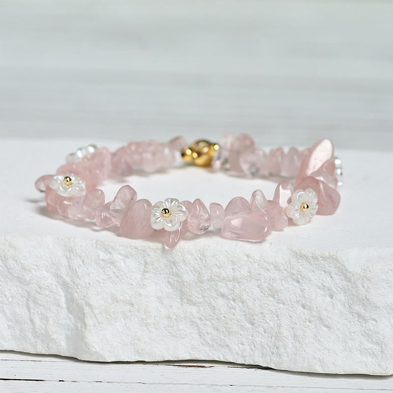Pulsera de equilibrio con diseño irregular de flor de cristal de Buddha Stones, amatista y cristal blanco. - image 37
