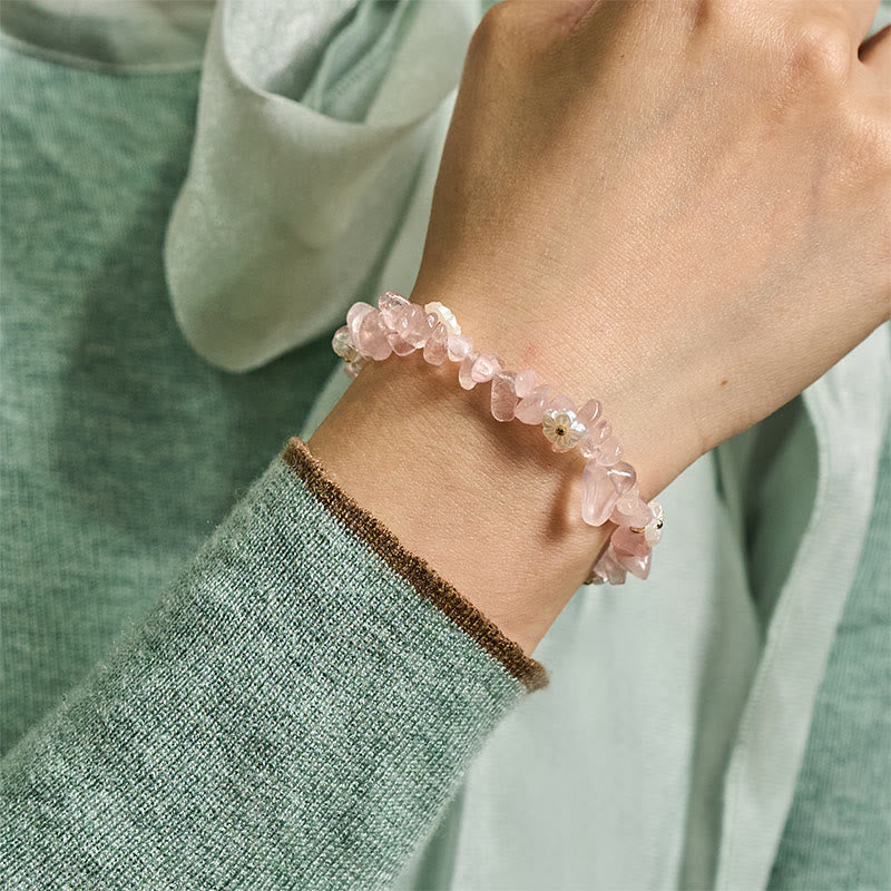 Pulsera de equilibrio con diseño irregular de flor de cristal de Buddha Stones, amatista y cristal blanco. - image 38