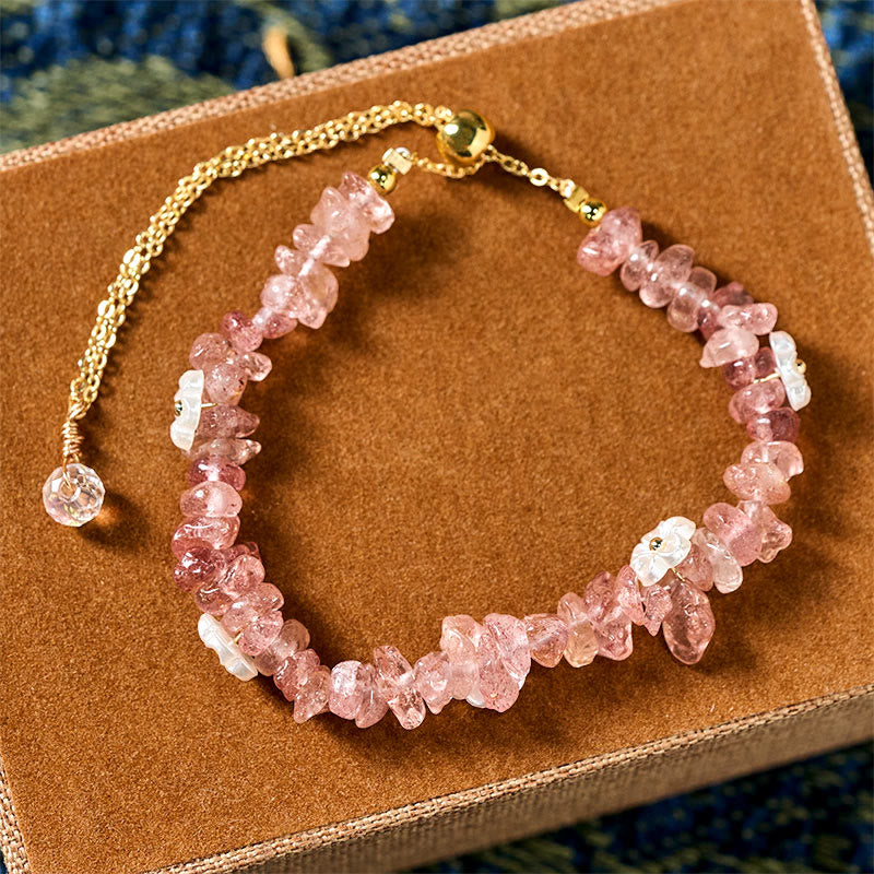 Pulsera de equilibrio con diseño irregular de flor de cristal de Buddha Stones, amatista y cristal blanco. - image 44