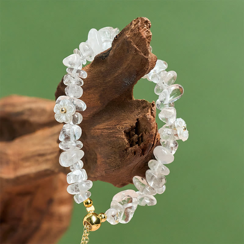 Pulsera de equilibrio con diseño irregular de flor de cristal de Buddha Stones, amatista y cristal blanco. - image 10