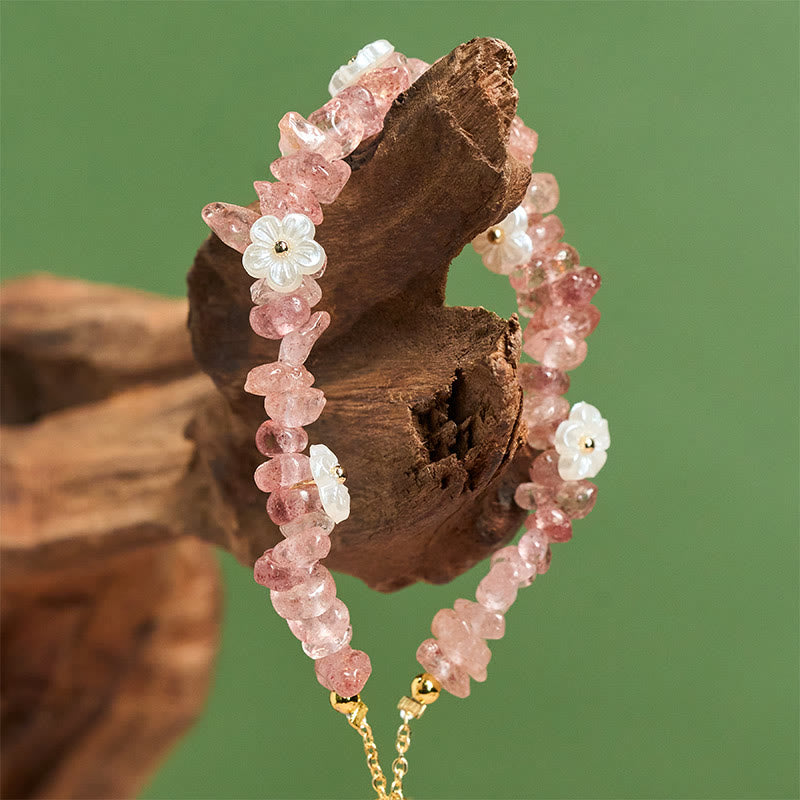 Pulsera de equilibrio con diseño irregular de flor de cristal de Buddha Stones, amatista y cristal blanco. - image 44