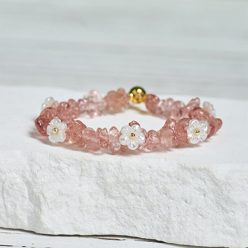 Pulsera de equilibrio con diseño irregular de flor de cristal de Buddha Stones, amatista y cristal blanco. - image 45