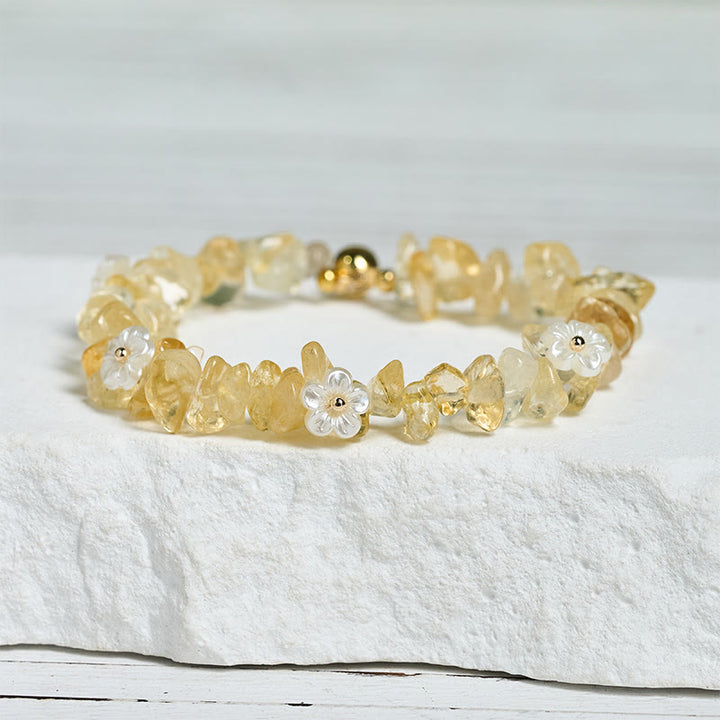 Pulsera de equilibrio con diseño irregular de flor de cristal de Buddha Stones, amatista y cristal blanco. - image 29