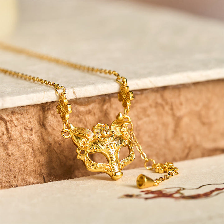 Collar con colgante de borla con diseño de flor de zorro y latón chapado en oro de 24k con piedra de Buda - image 2