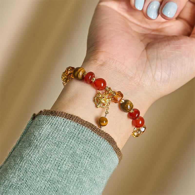 Pulsera de cuentas con dije de zorro, ojo de tigre y Buddha Stones. - image 7