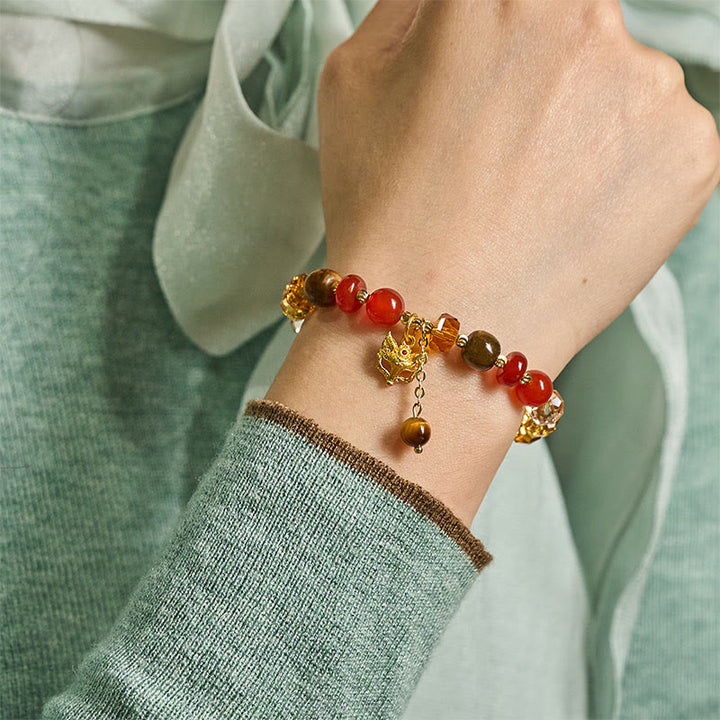 Pulsera de cuentas con dije de zorro, ojo de tigre y Buddha Stones. - image 8