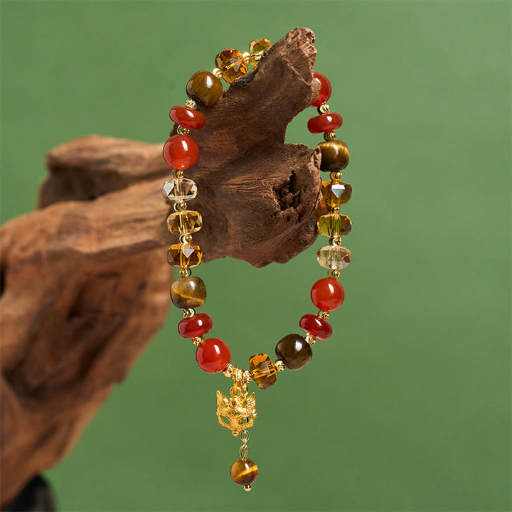Pulsera de cuentas con dije de zorro, ojo de tigre y Buddha Stones. - image 6