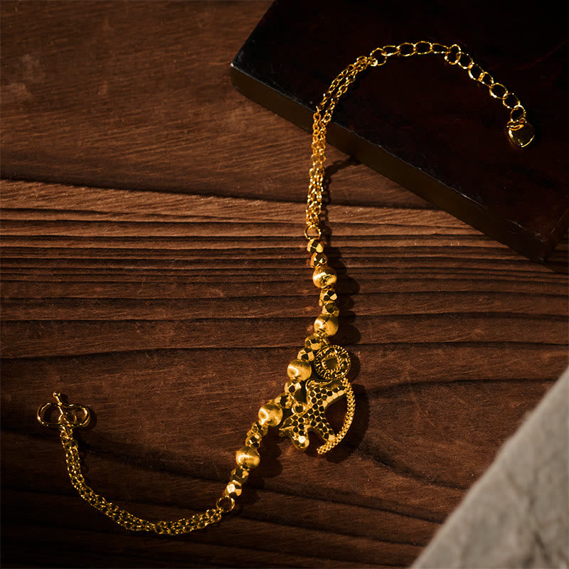 Pulsera de la suerte con moneda de cobre chapada en oro de 24k y Buddha Stones del zodiaco chino Año del Caballo - image 4