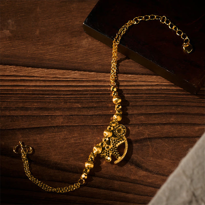 Pulsera de la suerte con moneda de cobre chapada en oro de 24k y Buddha Stones del zodiaco chino Año del Caballo - image 4