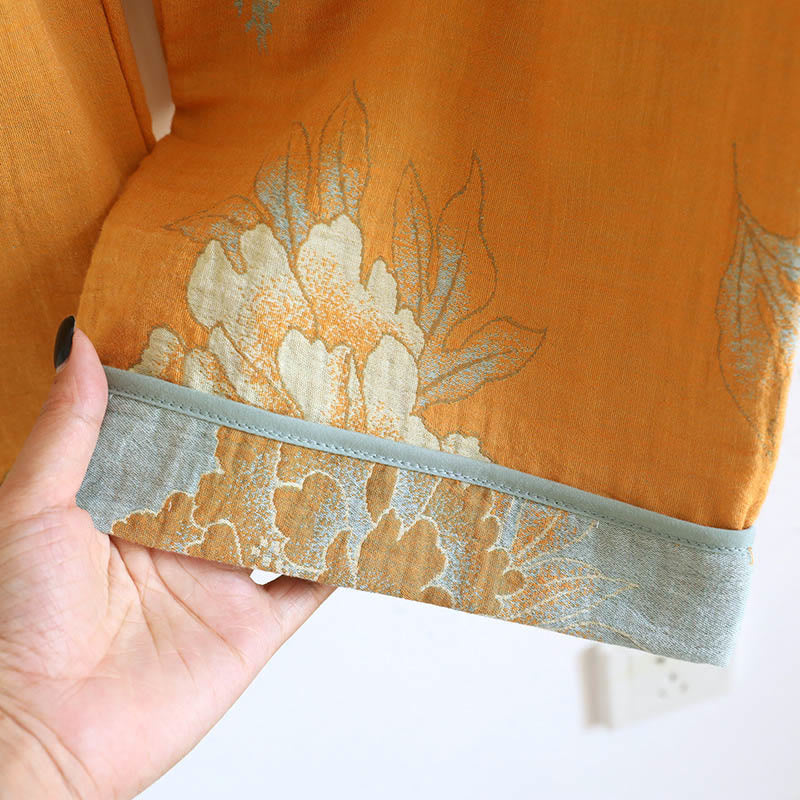 Conjunto de camisa tipo cárdigan y pantalón de manga larga con estampado de botones de rana y bolsillos, de algodón , con Buddha Stones (2 piezas).  - image 17