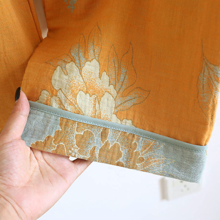 Conjunto de camisa tipo cárdigan y pantalón de manga larga con estampado de botones de rana y bolsillos, de algodón , con Buddha Stones (2 piezas).  - image 17