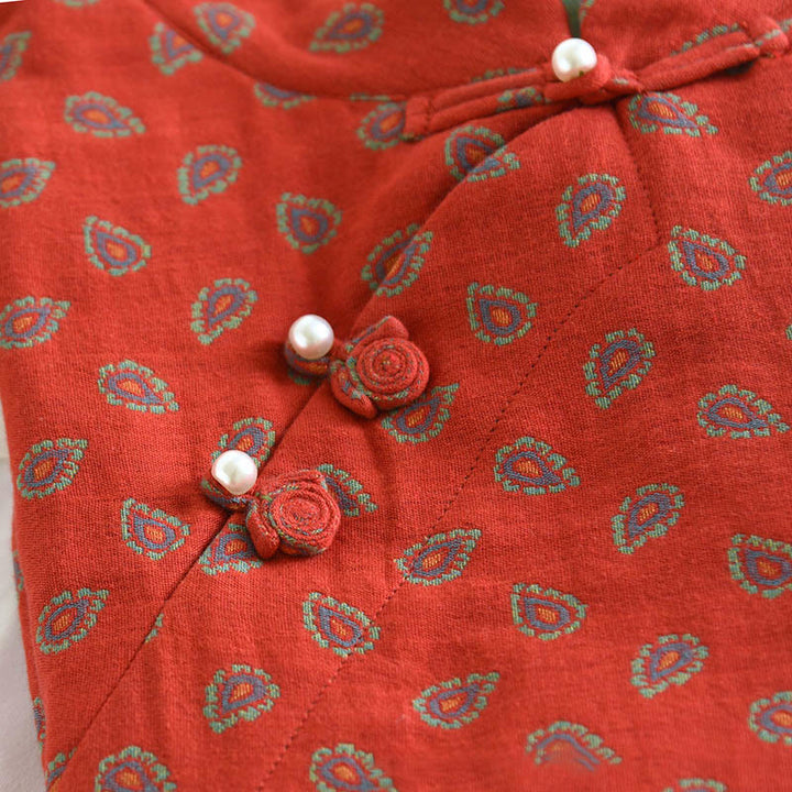 Conjunto de camisa y pantalón de manga larga con botones de rana, estampado floral colorido y bolsillos, de algodón puro, con estampado de Buddha Stones (2 piezas).  - image 11