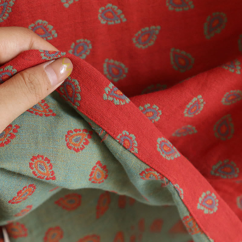 Conjunto de camisa y pantalón de manga larga con botones de rana, estampado floral colorido y bolsillos, de algodón puro, con estampado de Buddha Stones (2 piezas).  - image 17