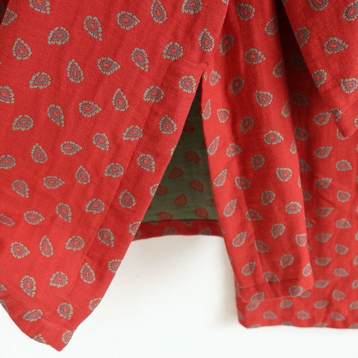 Conjunto de camisa y pantalón de manga larga con botones de rana, estampado floral colorido y bolsillos, de algodón puro, con estampado de Buddha Stones (2 piezas).  - image 16