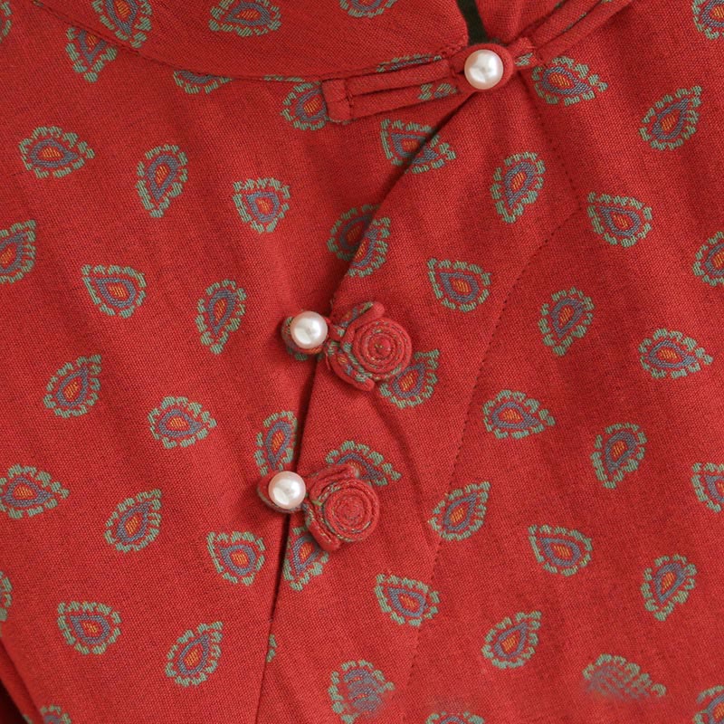 Conjunto de camisa y pantalón de manga larga con botones de rana, estampado floral colorido y bolsillos, de algodón puro, con estampado de Buddha Stones (2 piezas).  - image 10