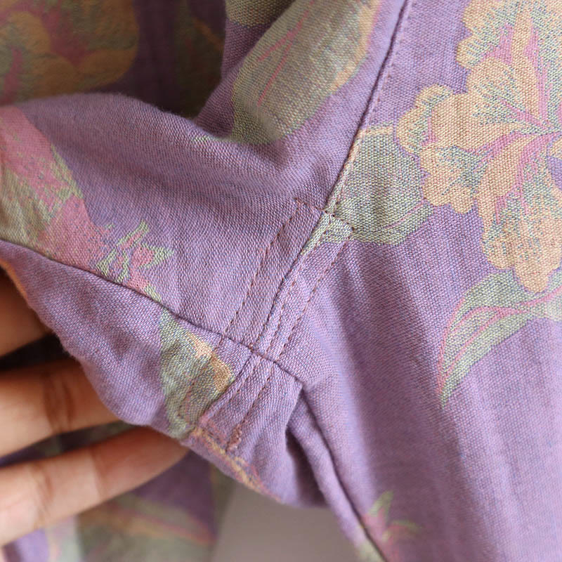 Conjunto de camisa y pantalón de algodón de 2 piezas con estampado floral, cuello redondo y botones, manga larga y bolsillos , Buddha Stones.  - image 21