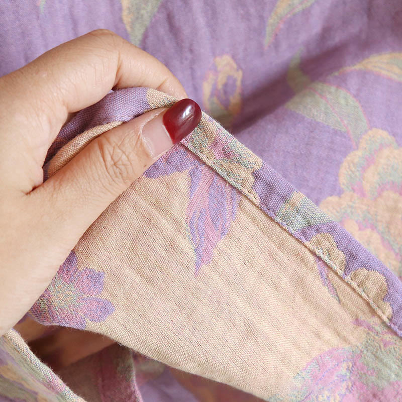 Conjunto de camisa y pantalón de algodón de 2 piezas con estampado floral, cuello redondo y botones, manga larga y bolsillos , Buddha Stones.  - image 15