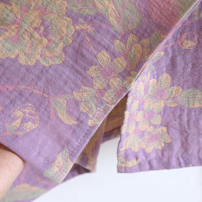 Conjunto de camisa y pantalón de algodón de 2 piezas con estampado floral, cuello redondo y botones, manga larga y bolsillos , Buddha Stones.  - image 14