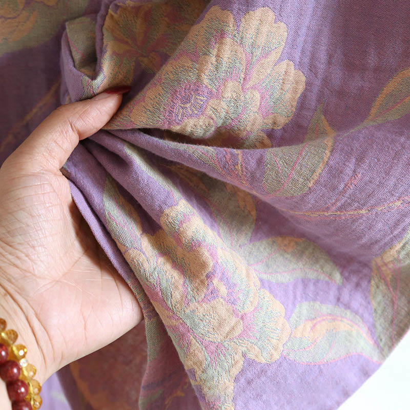 Conjunto de camisa y pantalón de algodón de 2 piezas con estampado floral, cuello redondo y botones, manga larga y bolsillos , Buddha Stones.  - image 13