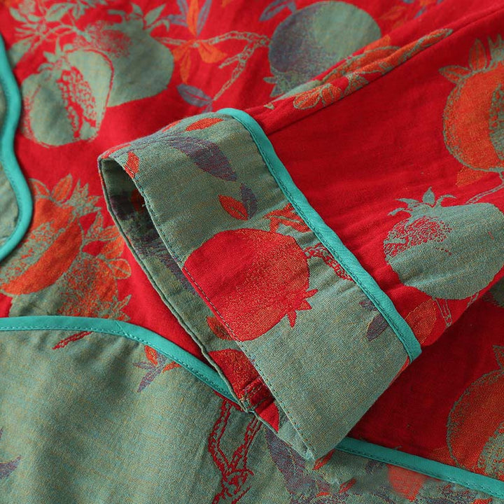 Conjunto de camisa y pantalón de manga larga con botones de rana y bolsillos, estilo patchwork, de algodón puro, con estampado de Buddha Stones (2 piezas).  - image 8