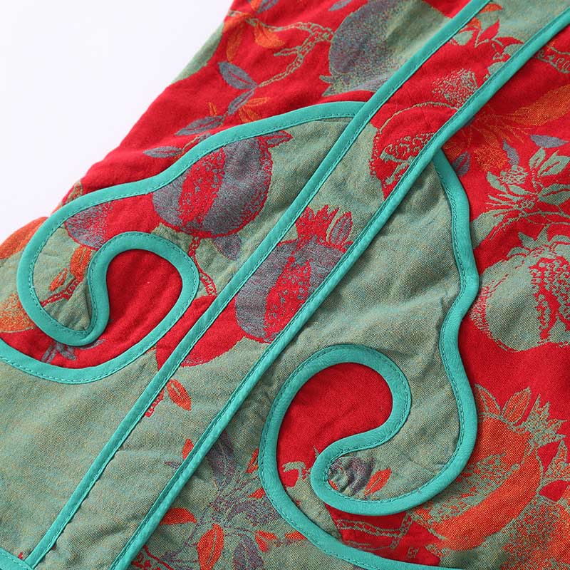 Conjunto de camisa y pantalón de manga larga con botones de rana y bolsillos, estilo patchwork, de algodón puro, con estampado de Buddha Stones (2 piezas).  - image 7