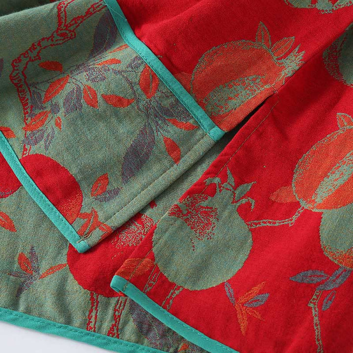 Conjunto de camisa y pantalón de manga larga con botones de rana y bolsillos, estilo patchwork, de algodón puro, con estampado de Buddha Stones (2 piezas).  - image 9