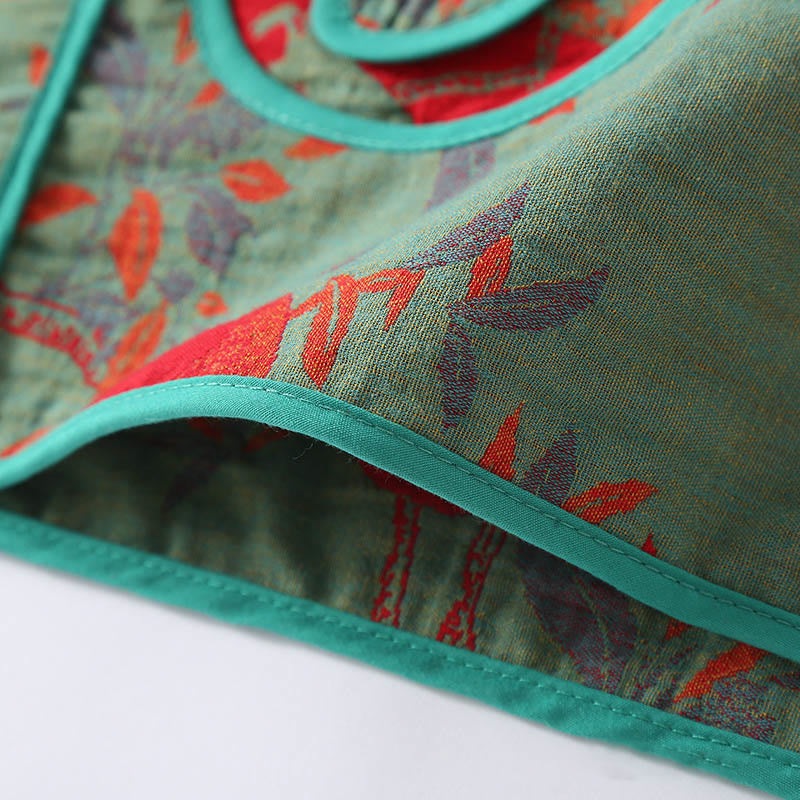 Conjunto de camisa y pantalón de manga larga con botones de rana y bolsillos, estilo patchwork, de algodón puro, con estampado de Buddha Stones (2 piezas).  - image 10