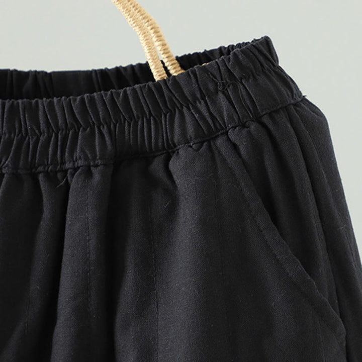 Pantalones térmicos de algodón para mujer con bordado étnico floral de Buddha Stones y bolsillos - image 12