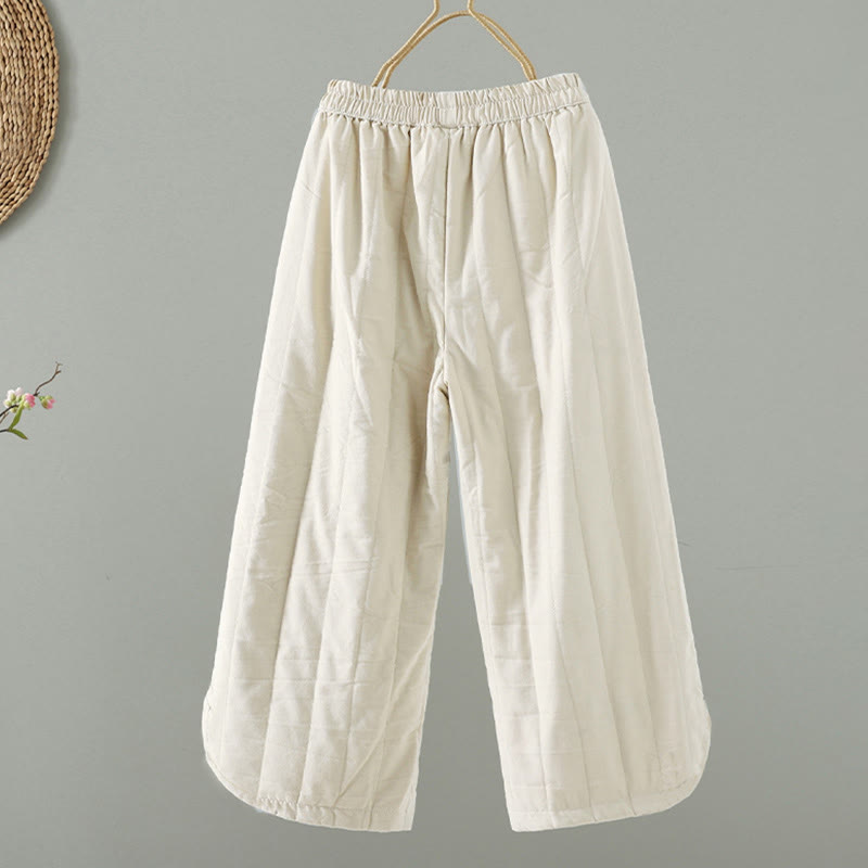 Pantalones térmicos de algodón para mujer con bordado étnico floral de Buddha Stones y bolsillos - image 2