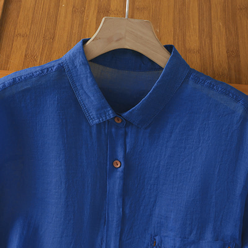 Camisa de manga larga para mujer con solapa y bolsillo, con estampado de Buddha Stones, ideal para el otoño. - image 20