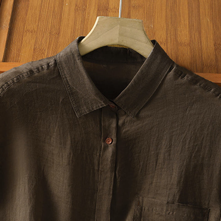 Camisa de manga larga para mujer con solapa y bolsillo, con estampado de Buddha Stones, ideal para el otoño. - image 12