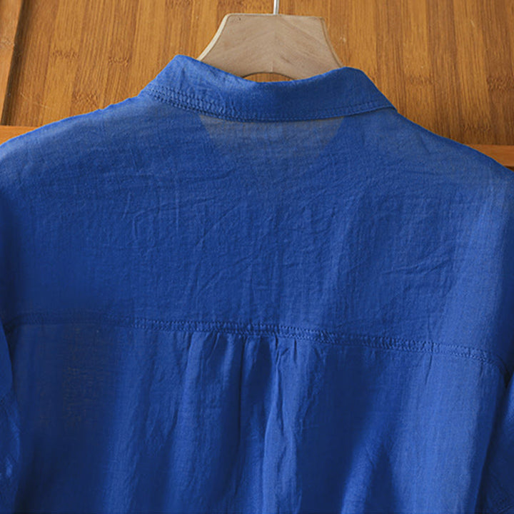 Camisa de manga larga para mujer con solapa y bolsillo, con estampado de Buddha Stones, ideal para el otoño. - image 21