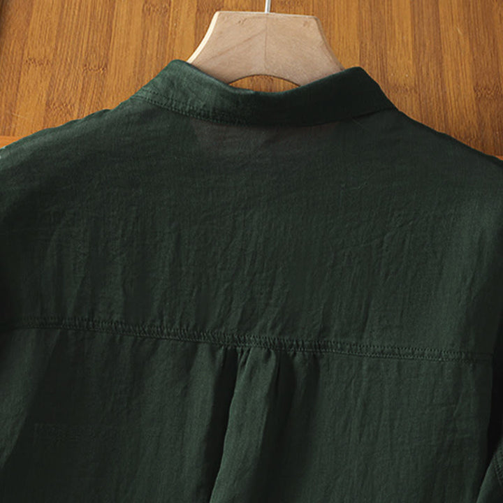 Camisa de manga larga para mujer con solapa y bolsillo, con estampado de Buddha Stones, ideal para el otoño. - image 5