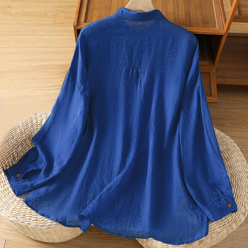 Camisa de manga larga para mujer con solapa y bolsillo, con estampado de Buddha Stones, ideal para el otoño. - image 19