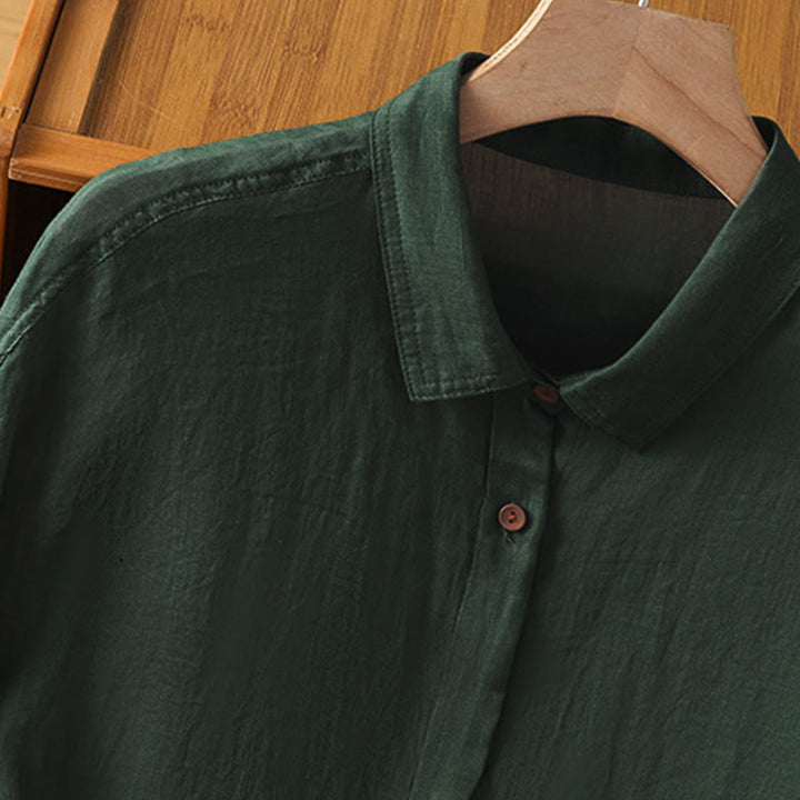 Camisa de manga larga para mujer con solapa y bolsillo, con estampado de Buddha Stones, ideal para el otoño. - image 4