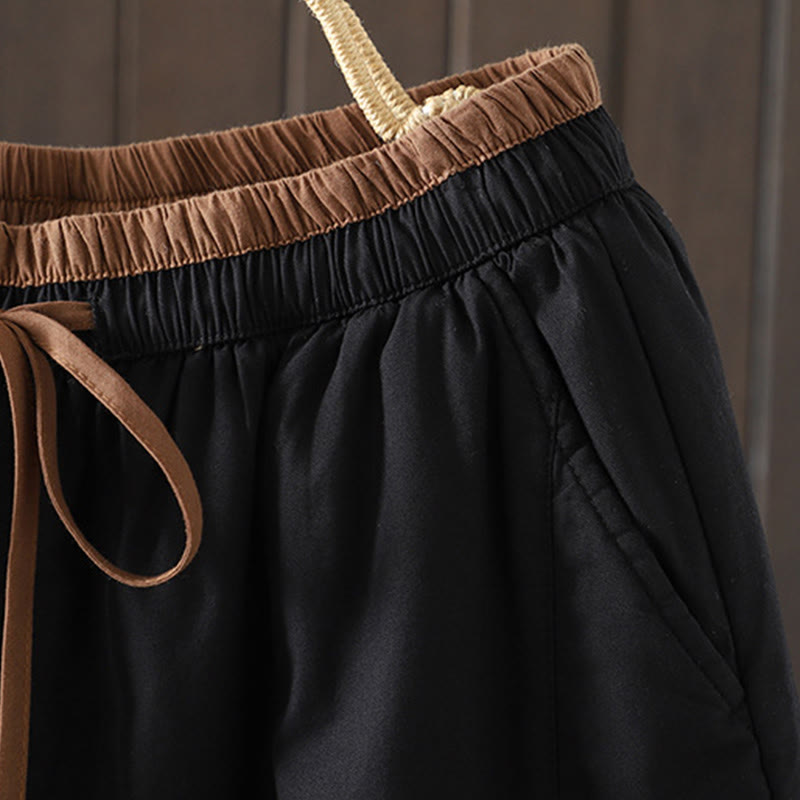 Pantalones térmicos tipo harem para mujer, lisos, de algodón con forro polar y estampado de Buddha Stones, con bolsillos. - image 3