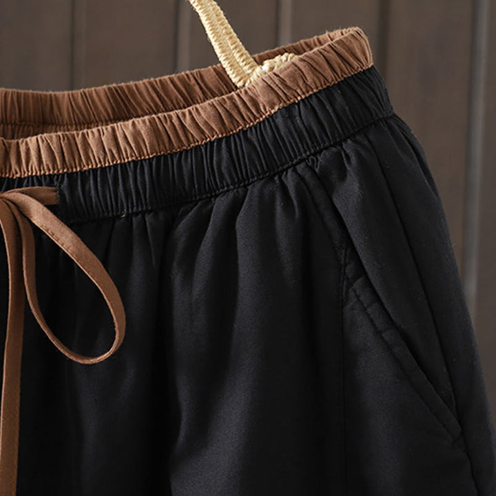 Pantalones térmicos tipo harem para mujer, lisos, de algodón con forro polar y estampado de Buddha Stones, con bolsillos. - image 3